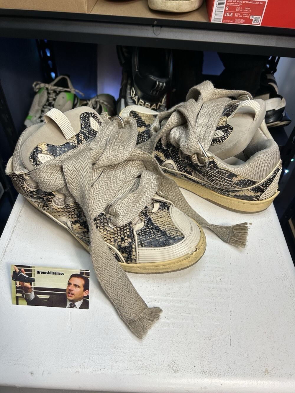 Lanvin Curb Beige Python Sneakers Size 43 EU / 10 US Mens
